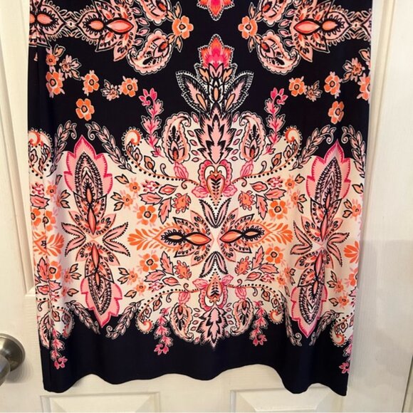 Eliza J Pink Navy Orange Paisley print Sheath dress‎ Size 6 - Picture 2 of 7